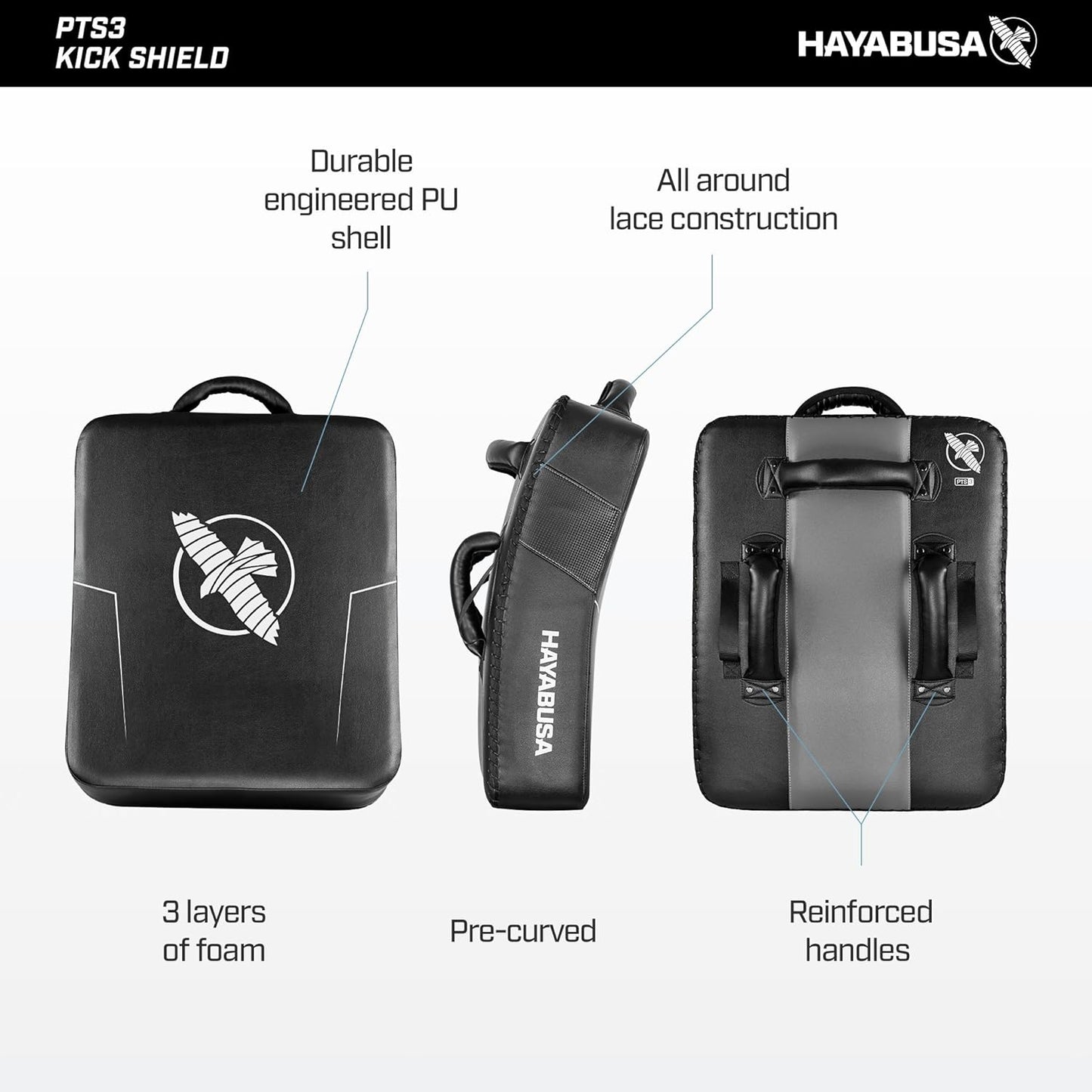 Hayabusa PTS 3 Kick Shield - Black