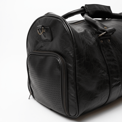 1910 LEATHER GYM DUFFEL BAG - Black