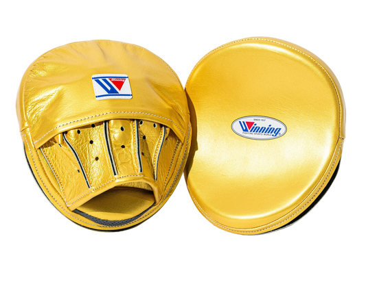 WINNING JAPAN BOXING OVAL CURVED PUNCH MITTS ROACH MITTS GOLD