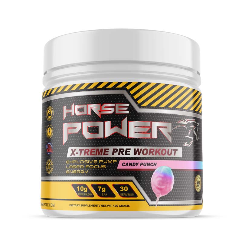 ICON MUSCLE HORSE POWER PRE WORKOUT CANDY PUNCH 420 G