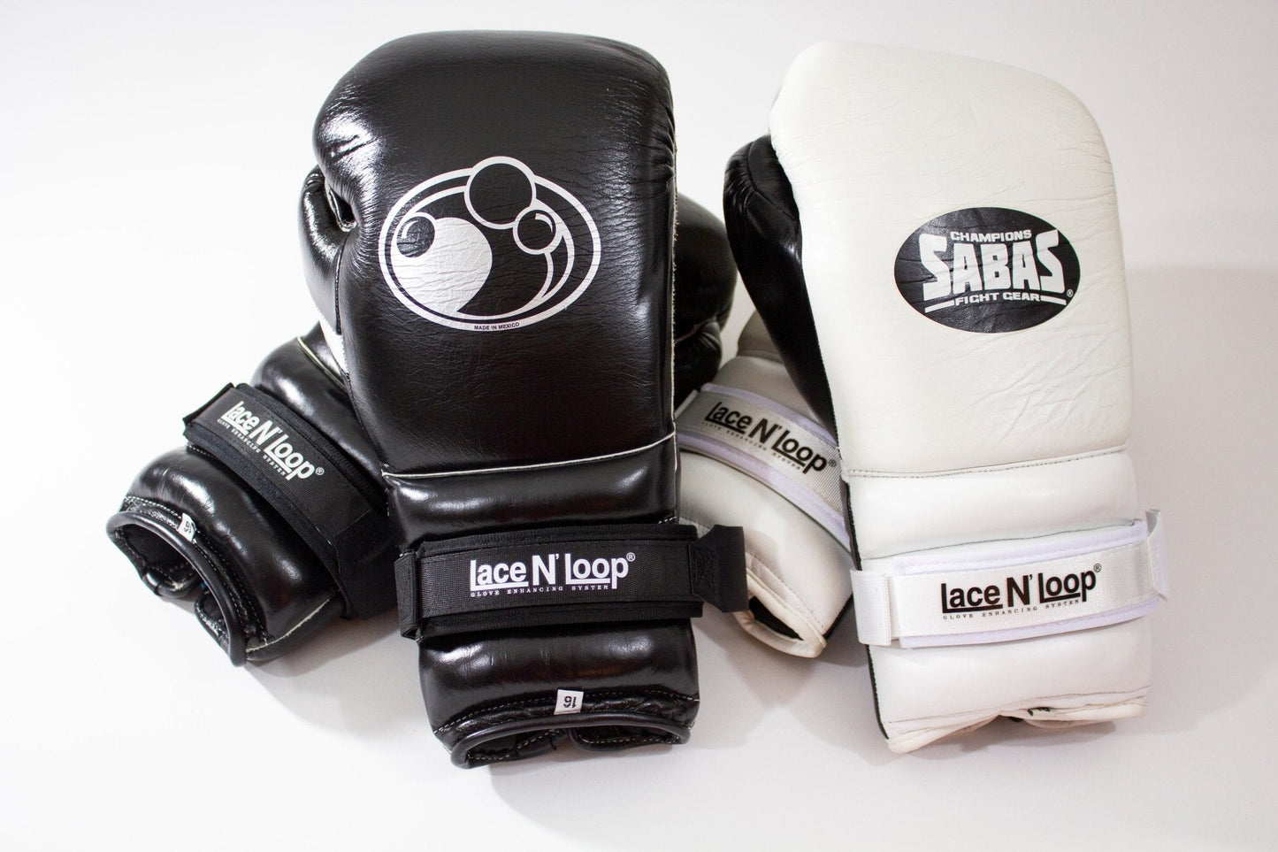 Midnight Black (white logo) Lace N Loop Straps (Pair)