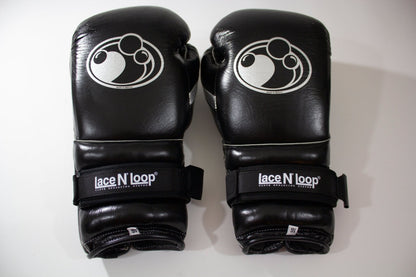 Midnight Black (white logo) Lace N Loop Straps (Pair)