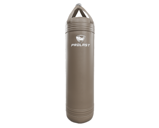 Brown punching bag with ProLast logo on a white background