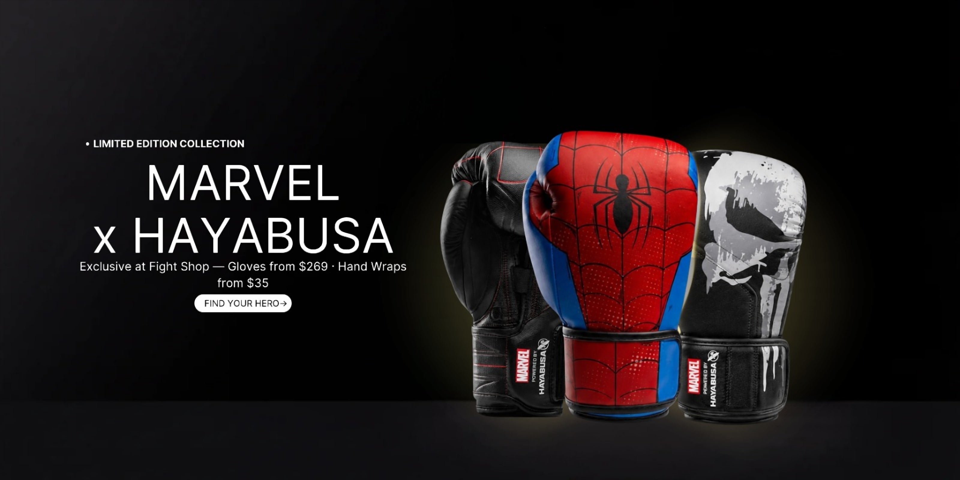 Marvel x Hayabusa limited edition collection — Spider-Man and Punisher boxing gloves